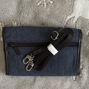 Thirty-One Striped Blue and Brown Wallet Purse NWOT